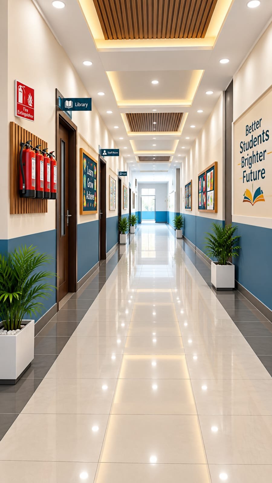 Bright school corridor
